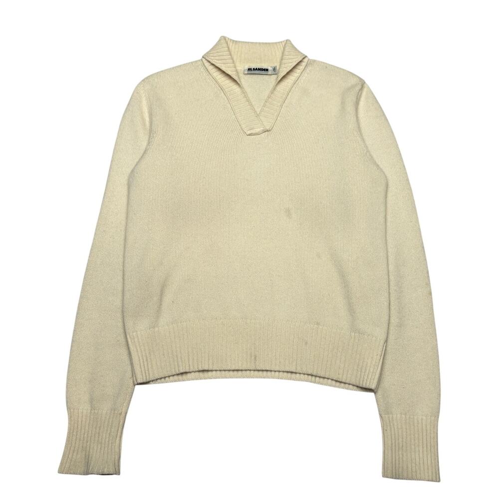 Jil Sander Raf Simons Era Cashmere Shawl Collar V Pullover Sweater Men's S IT 42